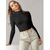 imageVerdusa Womens Basic Mock Neck Long Sleeve Fitted Crop T Shirt TopBlack