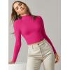 imageVerdusa Womens Basic Mock Neck Long Sleeve Fitted Crop T Shirt TopHot Pink