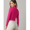 imageVerdusa Womens Basic Mock Neck Long Sleeve Fitted Crop T Shirt TopHot Pink