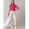 imageVerdusa Womens Basic Mock Neck Long Sleeve Fitted Crop T Shirt TopHot Pink
