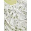 imageVerdusa Womens Bell Long Sleeve Floral Print Mesh Tie Front Lettuce Trim Tee Shirt TopGreen
