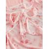imageVerdusa Womens Bell Long Sleeve Floral Print Mesh Tie Front Lettuce Trim Tee Shirt TopPink