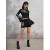 imageVerdusa Womens Bell Sleeve Snake Print Round Neck Gothic Crop Tee TopBlack