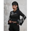 imageVerdusa Womens Bell Sleeve Snake Print Round Neck Gothic Crop Tee TopBlack