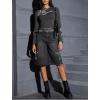 imageVerdusa Womens Bell Sleeve Snake Print Round Neck Gothic Crop Tee TopDark Grey