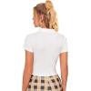 imageVerdusa Womens Button Front Polo Collar Short Sleeve Ribbed T ShirtWhite Crop