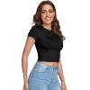 imageVerdusa Womens Casual Basic Cap Sleeve Slim Fitted Round Neck Crop Tee TopBlack