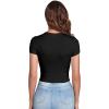imageVerdusa Womens Casual Basic Cap Sleeve Slim Fitted Round Neck Crop Tee TopBlack