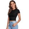 imageVerdusa Womens Casual Basic Cap Sleeve Slim Fitted Round Neck Crop Tee TopBlack