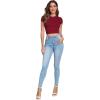 imageVerdusa Womens Casual Basic Cap Sleeve Slim Fitted Round Neck Crop Tee TopBurgundy