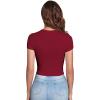 imageVerdusa Womens Casual Basic Cap Sleeve Slim Fitted Round Neck Crop Tee TopBurgundy