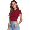 imageVerdusa Womens Casual Basic Cap Sleeve Slim Fitted Round Neck Crop Tee TopBurgundy