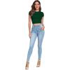 imageVerdusa Womens Casual Basic Cap Sleeve Slim Fitted Round Neck Crop Tee TopDark Green