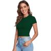 imageVerdusa Womens Casual Basic Cap Sleeve Slim Fitted Round Neck Crop Tee TopDark Green