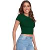 imageVerdusa Womens Casual Basic Cap Sleeve Slim Fitted Round Neck Crop Tee TopDark Green