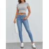 imageVerdusa Womens Casual Basic Cap Sleeve Slim Fitted Round Neck Crop Tee TopHeather Grey