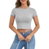 imageVerdusa Womens Casual Basic Cap Sleeve Slim Fitted Round Neck Crop Tee TopHeather Grey