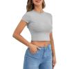imageVerdusa Womens Casual Basic Cap Sleeve Slim Fitted Round Neck Crop Tee TopHeather Grey