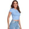 imageVerdusa Womens Casual Basic Cap Sleeve Slim Fitted Round Neck Crop Tee TopLight Blue