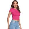imageVerdusa Womens Casual Basic Cap Sleeve Slim Fitted Round Neck Crop Tee TopLight Hot Pink
