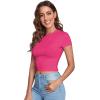 imageVerdusa Womens Casual Basic Cap Sleeve Slim Fitted Round Neck Crop Tee TopLight Hot Pink