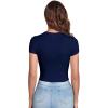 imageVerdusa Womens Casual Basic Cap Sleeve Slim Fitted Round Neck Crop Tee TopNavy Blue