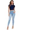imageVerdusa Womens Casual Basic Cap Sleeve Slim Fitted Round Neck Crop Tee TopNavy Blue