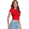 imageVerdusa Womens Casual Basic Cap Sleeve Slim Fitted Round Neck Crop Tee TopRed