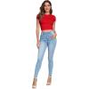imageVerdusa Womens Casual Basic Cap Sleeve Slim Fitted Round Neck Crop Tee TopRed