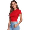 imageVerdusa Womens Casual Basic Cap Sleeve Slim Fitted Round Neck Crop Tee TopRed