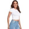 imageVerdusa Womens Casual Basic Cap Sleeve Slim Fitted Round Neck Crop Tee TopWhite