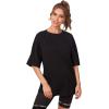 imageVerdusa Womens Casual Basic Round Neck Half Sleeve Oversized Tunic Tee ShirtBlack
