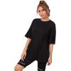 imageVerdusa Womens Casual Basic Round Neck Half Sleeve Oversized Tunic Tee ShirtBlack