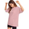 imageVerdusa Womens Casual Basic Round Neck Half Sleeve Oversized Tunic Tee ShirtDusty Pink