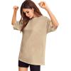 imageVerdusa Womens Casual Basic Round Neck Half Sleeve Oversized Tunic Tee ShirtKhaki