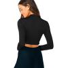 imageVerdusa Womens Casual Slim Fitted Basic Long Sleeve Solid Crop Tee TopBlack