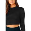 imageVerdusa Womens Casual Slim Fitted Basic Long Sleeve Solid Crop Tee TopBlack
