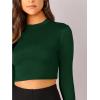 imageVerdusa Womens Casual Slim Fitted Basic Long Sleeve Solid Crop Tee TopDark Green