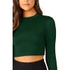 imageVerdusa Womens Casual Slim Fitted Basic Long Sleeve Solid Crop Tee TopDark Green