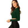 imageVerdusa Womens Casual Slim Fitted Basic Long Sleeve Solid Crop Tee TopDark Green