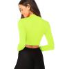 imageVerdusa Womens Casual Slim Fitted Basic Long Sleeve Solid Crop Tee TopNeon Green