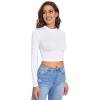 imageVerdusa Womens Casual Slim Fitted Basic Long Sleeve Solid Crop Tee TopWhite