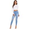 imageVerdusa Womens Casual Slim Fitted Basic Long Sleeve Solid Crop Tee TopWhite