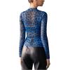 imageVerdusa Womens Cheetah Print Top Leopard Print Tops Mesh Y2k Mock Neck Long Sleeve Fitted T ShirtBlue