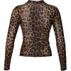imageVerdusa Womens Cheetah Print Top Leopard Print Tops Mesh Y2k Mock Neck Long Sleeve Fitted T ShirtLeopard Brown