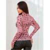 imageVerdusa Womens Cheetah Print Top Leopard Print Tops Mesh Y2k Mock Neck Long Sleeve Fitted T ShirtLeopard Pink