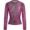 imageVerdusa Womens Cheetah Print Top Leopard Print Tops Mesh Y2k Mock Neck Long Sleeve Fitted T ShirtRed and Black