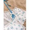 imageVerdusa Womens Contrast Lace Halter Neck Lettuce Trim Casual Crop Tee TopsBlue Flroal