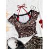 imageVerdusa Womens Contrast Lace Halter Neck Lettuce Trim Casual Crop Tee TopsBrown