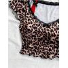 imageVerdusa Womens Contrast Lace Halter Neck Lettuce Trim Casual Crop Tee TopsBrown